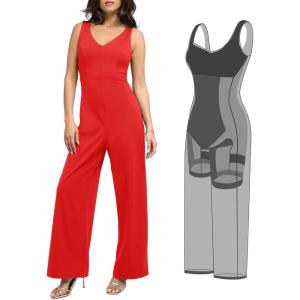 imagePopilush Shapewear Jumpsuit For Womens Romper BuiltIn Shapewear Jumpsuits For Women Tummy ControlRed