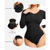 imagePopilush Long Sleeve Shapewear Bodysuit Tummy Control Henley Button Up Modal Scoop Neck Body Suit Tank TopsBlack