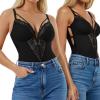 imagePopilush Lace Bodysuits for Women Corset Shapewear Tummy Control Body Suits V Neck Thong Underwired Outfits Side ZipperBlack