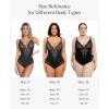 imagePopilush Shapewear Bodysuit Lace Corset Tops for Large Bust Tummy Control Low Back V Neck Thong Bodysuits for WomenBlack