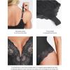 imagePopilush Shapewear Bodysuit Lace Corset Tops for Large Bust Tummy Control Low Back V Neck Thong Bodysuits for WomenBlack