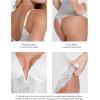 imagePopilush Shapewear Bodysuit Lace Corset Tops for Large Bust Tummy Control Low Back V Neck Thong Bodysuits for WomenWhite