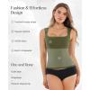 imagePopilush Square Neck Tops for Women  Sleeveless Womens Basic Tummy Control Shapewear Tank Tops Going Out TopsGreen
