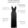 imagePopilush Womens Sexy Maxi Dress Deep V Neck Ruched Shapewear Dresses Side Slit Formal Cocktail Party DressBlack