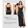 imagePopilush Womens Sexy Maxi Dress Deep V Neck Ruched Shapewear Dresses Side Slit Formal Cocktail Party DressBlack