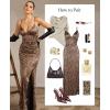 imagePopilush Womens Sexy Maxi Dress Deep V Neck Ruched Shapewear Dresses Side Slit Formal Cocktail Party DressLeopard