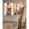 imagePopilush Womens Sexy Maxi Dress Deep V Neck Ruched Shapewear Dresses Side Slit Formal Cocktail Party DressLeopard