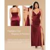 imagePopilush Womens Sexy Maxi Dress Deep V Neck Ruched Shapewear Dresses Side Slit Formal Cocktail Party DressRed