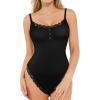 imagePopilush Lace Trimmed Bodysuits for Women  Soft Modal Camisole Tops Cute Thong Body Suits  2025 Summer Trendy TopsBlack