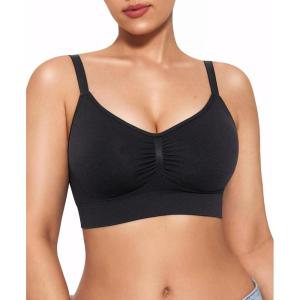 imagePopilush Bralettes for Women with Support Full Coverage Comfort Wireless Bras Push Up Seamless Bra with Removable PadsBlack