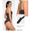 imagePopilush One Piece Swimsuit Women Tummy Control Bodysuit Deep V Neck Swimwear Bathing Suit Traje De Bao Para Mujer Black L