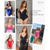 imagePopilush One Piece Swimsuit Women Tummy Control Bodysuit Deep V Neck Swimwear Bathing Suit Traje De Bao Para Mujer Black L