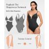 imagePopilush One Piece Swimsuit Women Tummy Control Bodysuit Deep V Neck Swimwear Bathing Suit Traje De Bao Para Mujer Black L