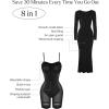 imagePopilush Womens Long Sleeve Maxi Dress Builtin Shapewear Bra Square Neck Fall Formal Wedding Guest Cocktail Bodycon DressesBlack