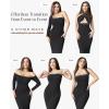 imagePopilush Womens Long Sleeve Maxi Dress Builtin Shapewear Bra Square Neck Fall Formal Wedding Guest Cocktail Bodycon DressesBlack