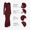 imagePopilush Womens Long Sleeve Maxi Dress Builtin Shapewear Bra Square Neck Fall Formal Wedding Guest Cocktail Bodycon DressesDark Red