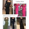 imagePopilush Womens Long Sleeve Maxi Dress Builtin Shapewear Bra Square Neck Fall Formal Wedding Guest Cocktail Bodycon DressesDark Red