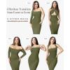 imagePopilush Womens Long Sleeve Maxi Dress Builtin Shapewear Bra Square Neck Fall Formal Wedding Guest Cocktail Bodycon DressesGreen