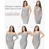 imagePopilush Womens Long Sleeve Maxi Dress Builtin Shapewear Bra Square Neck Fall Formal Wedding Guest Cocktail Bodycon DressesGrey