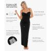 imagePopilush Womens Shapewear Maxi Dress Corset Ruched Bodycon Elegant Formal Cocktail Evening DressesBlack
