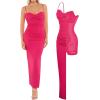 imagePopilush Womens Shapewear Maxi Dress Corset Ruched Bodycon Elegant Formal Cocktail Evening DressesRed