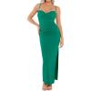 imagePopilush Womens Shapewear Maxi Dress Corset Ruched Bodycon Elegant Formal Cocktail Evening DressesGreen