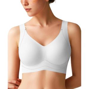 imagePopilush Wireless Bras for Women Full Coverage Wide Straps Comfort Bralette Push Up Bra No UnderwireWhite