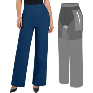 imagePopilush Work Pants Women  High Waisted Dress Pants Comfy Work Office Trousers with Pockets Business Casual OutfitsBlue