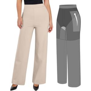 imagePopilush Work Pants Women  High Waisted Dress Pants Comfy Work Office Trousers with Pockets Business Casual OutfitsBrown
