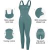 imagePopilush Jumpsuits for Women BuiltIn Bra Square Neck Ribbed Bodycon Workout Seamless Leggings Rompers BodysuitsLight Green