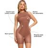 imagePopilush Womens Bodycon Dress Ruched Sleeveless Slimming Shapewear Casual Club Evening Party Cocktail Midi Fall DressesBrown