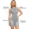 imagePopilush Womens Bodycon Dress Ruched Sleeveless Slimming Shapewear Casual Club Evening Party Cocktail Midi Fall DressesGrey