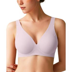 imagePopilush Wireless Bras Women Seamless No Underwire Push Up Bra Supportive Deep V Bralette Everyday Comfortable TShirt BraPurple