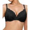 imagePopilush Minimizer Bras for Women  Push Up Full Coverage Lace Plus Size Underwire Bra with SupportBlack
