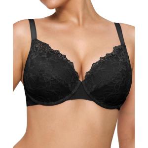 imagePopilush Minimizer Bras for Women  Push Up Full Coverage Lace Plus Size Underwire Bra with SupportBlack