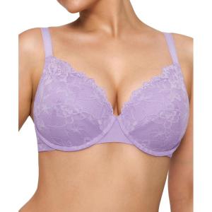 imagePopilush Minimizer Bras for Women  Push Up Full Coverage Lace Plus Size Underwire Bra with SupportLight Purple