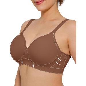 imagePopilush Wireless Bras with Support and Lift  Seamless Bras for Women No Underwire Full Coverage Bralette T Shirt BraBrown