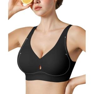 imageWireless Bras for Women No Underwire Seamless Push Up Full Coverage Bralettes Comfort Lift Support TShirt BraBlack