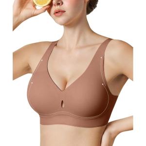 imageWireless Bras for Women No Underwire Seamless Push Up Full Coverage Bralettes Comfort Lift Support TShirt BraBrown