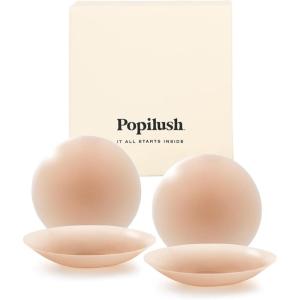 imagePopilush Nipple Covers for Women  2 Pairs Sticky Bra  Reusable Silicone Nipple Pasties Waterproof with Travel CaseCaramel