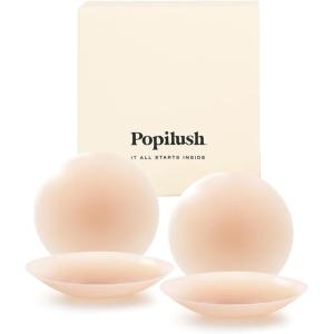 imagePopilush Nipple Covers for Women  2 Pairs Sticky Bra  Reusable Silicone Nipple Pasties Waterproof with Travel CaseCrme