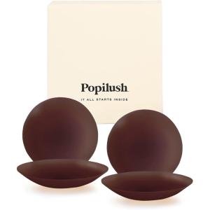 imagePopilush Nipple Covers for Women  2 Pairs Sticky Bra  Reusable Silicone Nipple Pasties Waterproof with Travel CaseEspresso