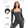 imagePopilush Jumpsuits for Women Long Sleeve BuiltIn Bra Square Neck Full Length Leggings Bodycon Stretch Workout OutfitsGrey