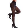 imagePopilush Black Sheer Tights for Women Leopard Patterned Pantyhose High Waist Tummy Control Tights 20 Denier NylonsBlack