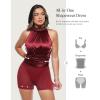 imagePopilush Wedding Guest Dress Formal Dresses for Women Shapewear Bodycon Fall Long Halter Cocktail Maxi DressesRed