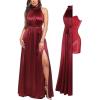 imagePopilush Wedding Guest Dress Formal Dresses for Women Shapewear Bodycon Fall Long Halter Cocktail Maxi DressesRed