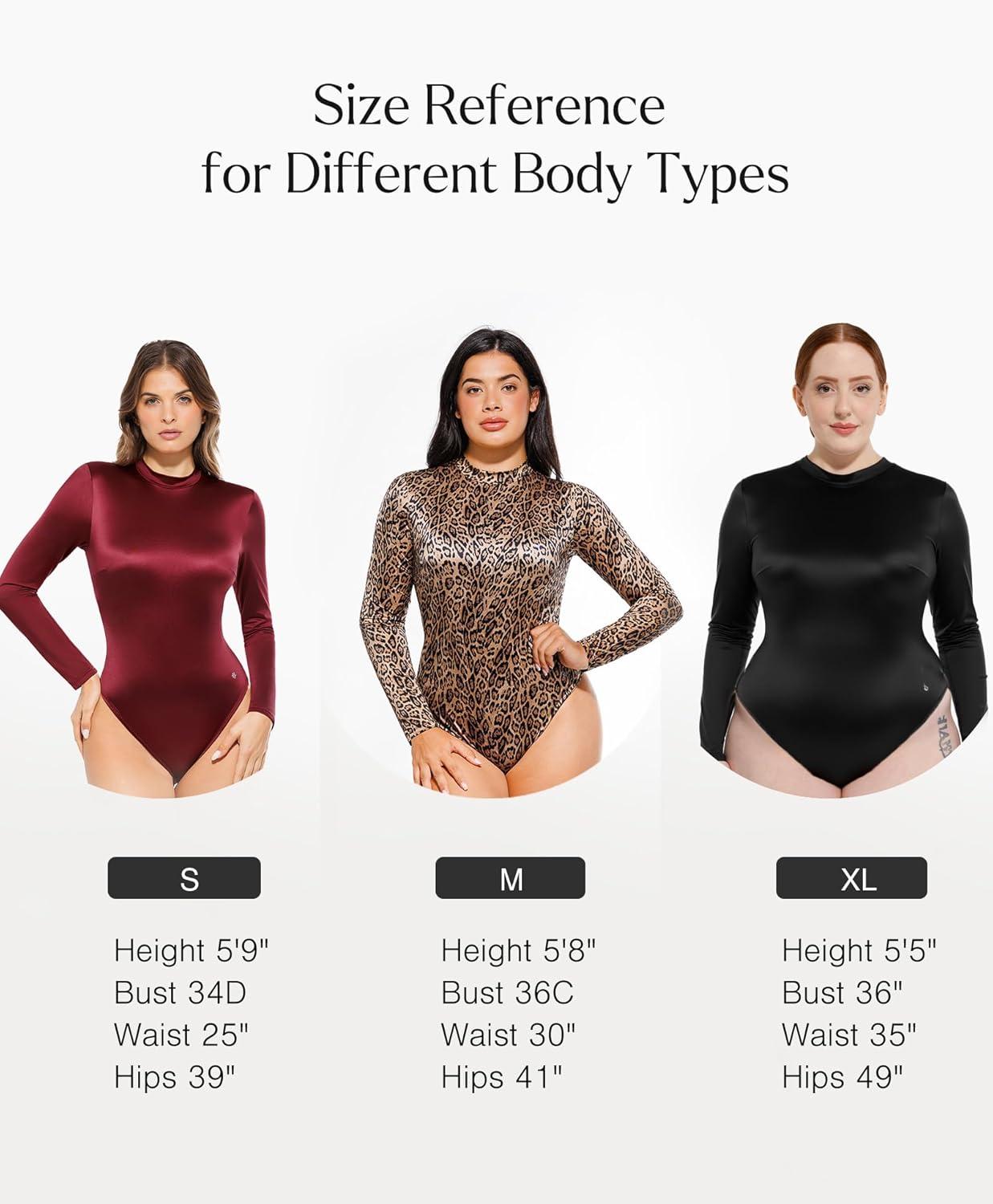 imagePopilush Long Sleeve Body Suits Womens Turtle Neck Bodysuits Full Body Shapewear Tummy Control Jumpsuit Fall Winter OutfitsLeopard