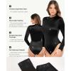 imagePopilush Long Sleeve Body Suits Womens Turtle Neck Bodysuits Full Body Shapewear Tummy Control Jumpsuit Fall Winter OutfitsBlack