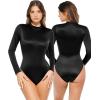 imagePopilush Long Sleeve Body Suits Womens Turtle Neck Bodysuits Full Body Shapewear Tummy Control Jumpsuit Fall Winter OutfitsBlack