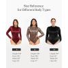 imagePopilush Long Sleeve Body Suits Womens Turtle Neck Bodysuits Full Body Shapewear Tummy Control Jumpsuit Fall Winter OutfitsRed